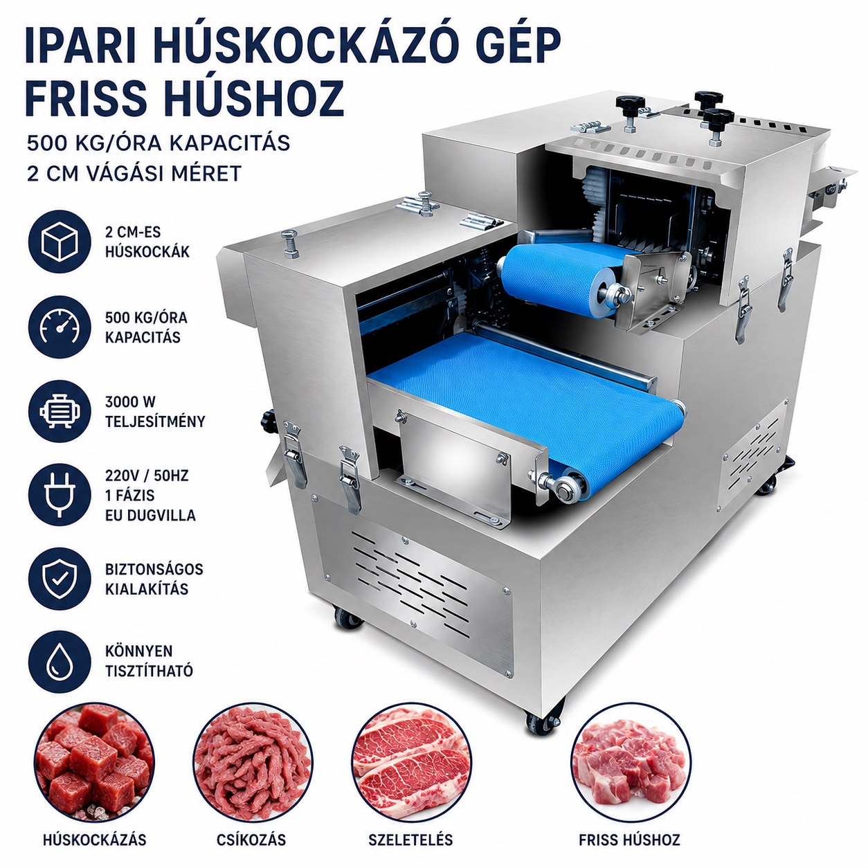 Ipari húskockázó gép friss húshoz - Image 3